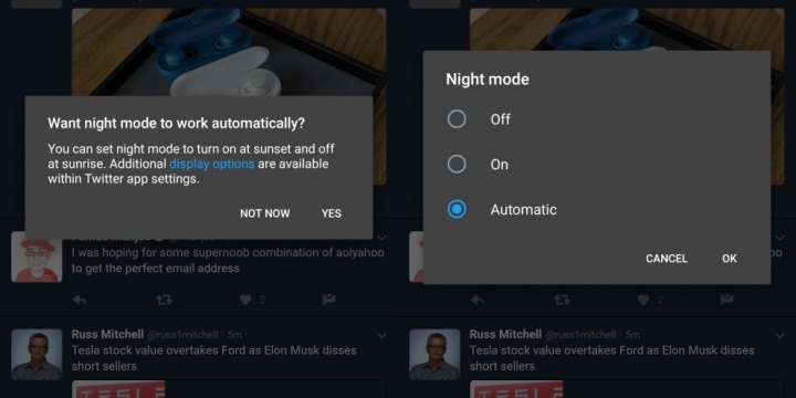 Twitter 7.2 oficialmente incluye modo nocturno automático