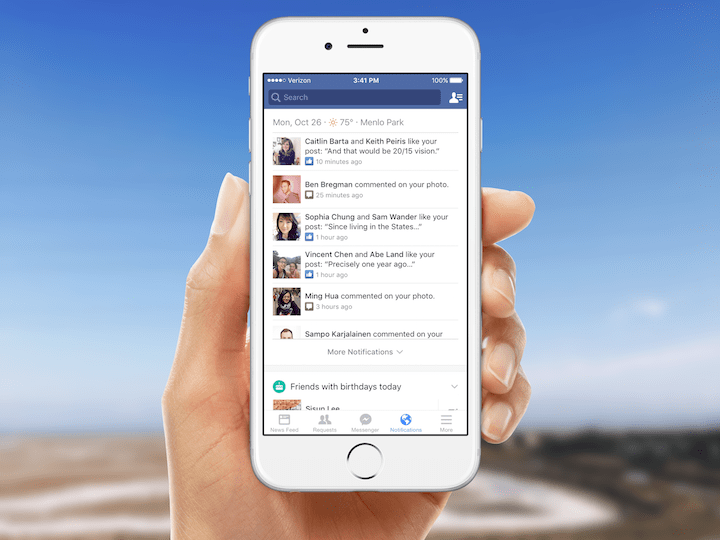 Facebook renueva la pestaña Notificaciones