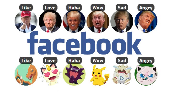 Personaliza las reacciones de Facebook con iconos de Pokémon o Donald Trump