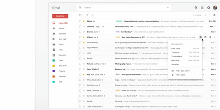 Gmail permitirá posponer y agrupar emails de forma inteligente, y renovará su diseño web