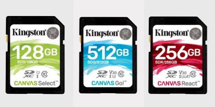 Canvas Select, Go! y React, las nuevas SD y microSD de Kingston para vídeo y fotos