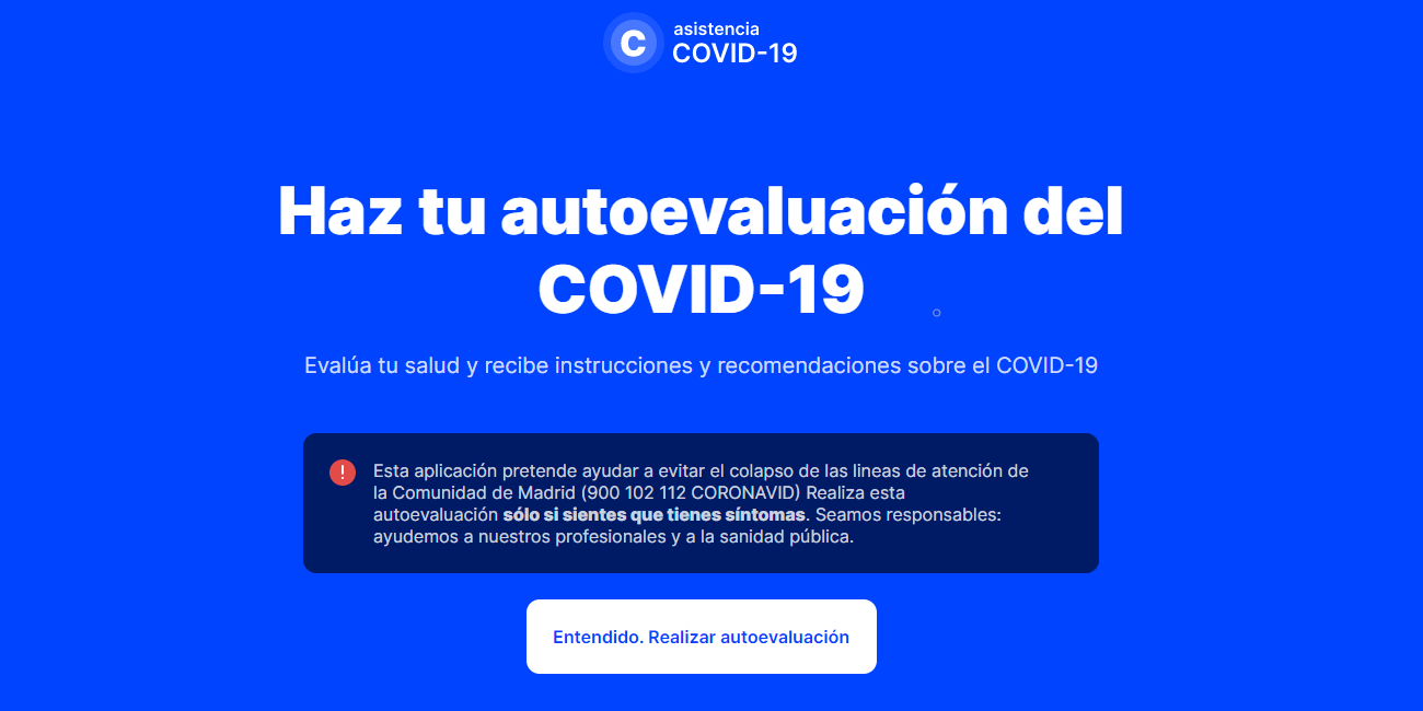 Madrid lanza una web de autoevaluación del coronavirus