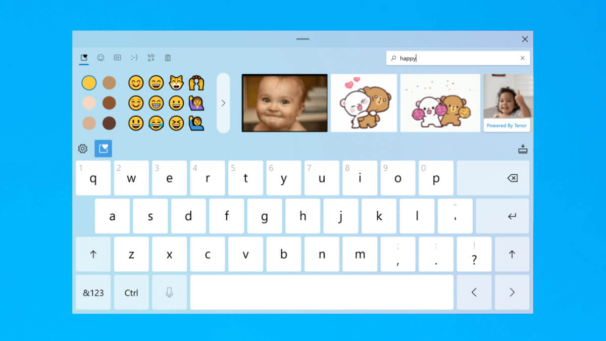 Windows 10 prepara un nuevo teclado táctil: emojis, GIFs y touchpad virtual