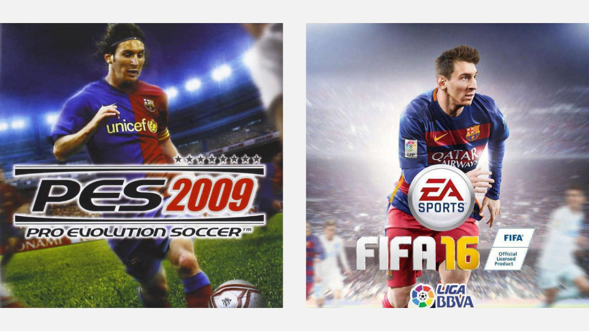 Portadas de videojuegos de Messi con el F. C. Barcelona