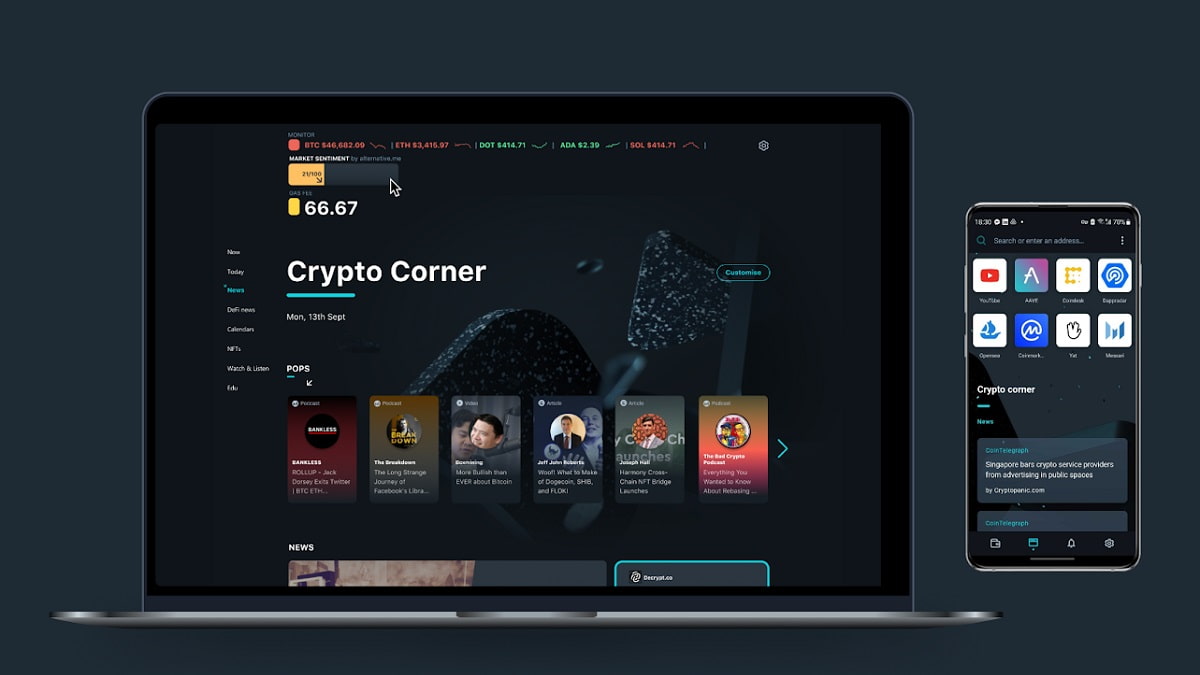 Crypto Corner, el navegador de Opera para las criptomonedas y NFTs