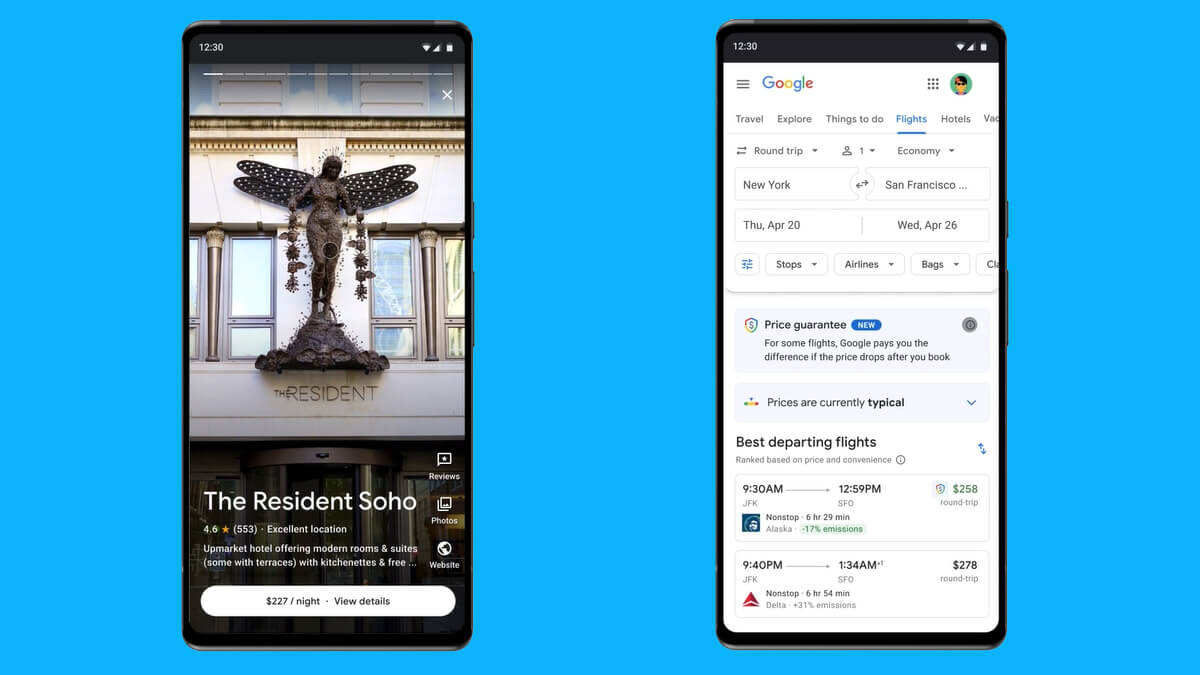Google añade nuevas funciones para que puedas ahorrar en vuelos y hoteles