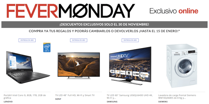 Fever Monday en El Corte Inglés: ofertas para el Cyber Monday